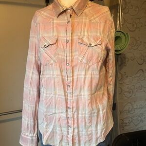 Bootbarn Soft Peach Plaid Shirt